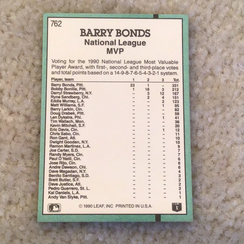Vintage Barry Bonds Donruss ‘91 MLB Baseball Trading Cards, Set of 2 Error Cards - Picture 5 of 9